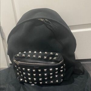 Saint Laurent Black Backpack with Silver Accents